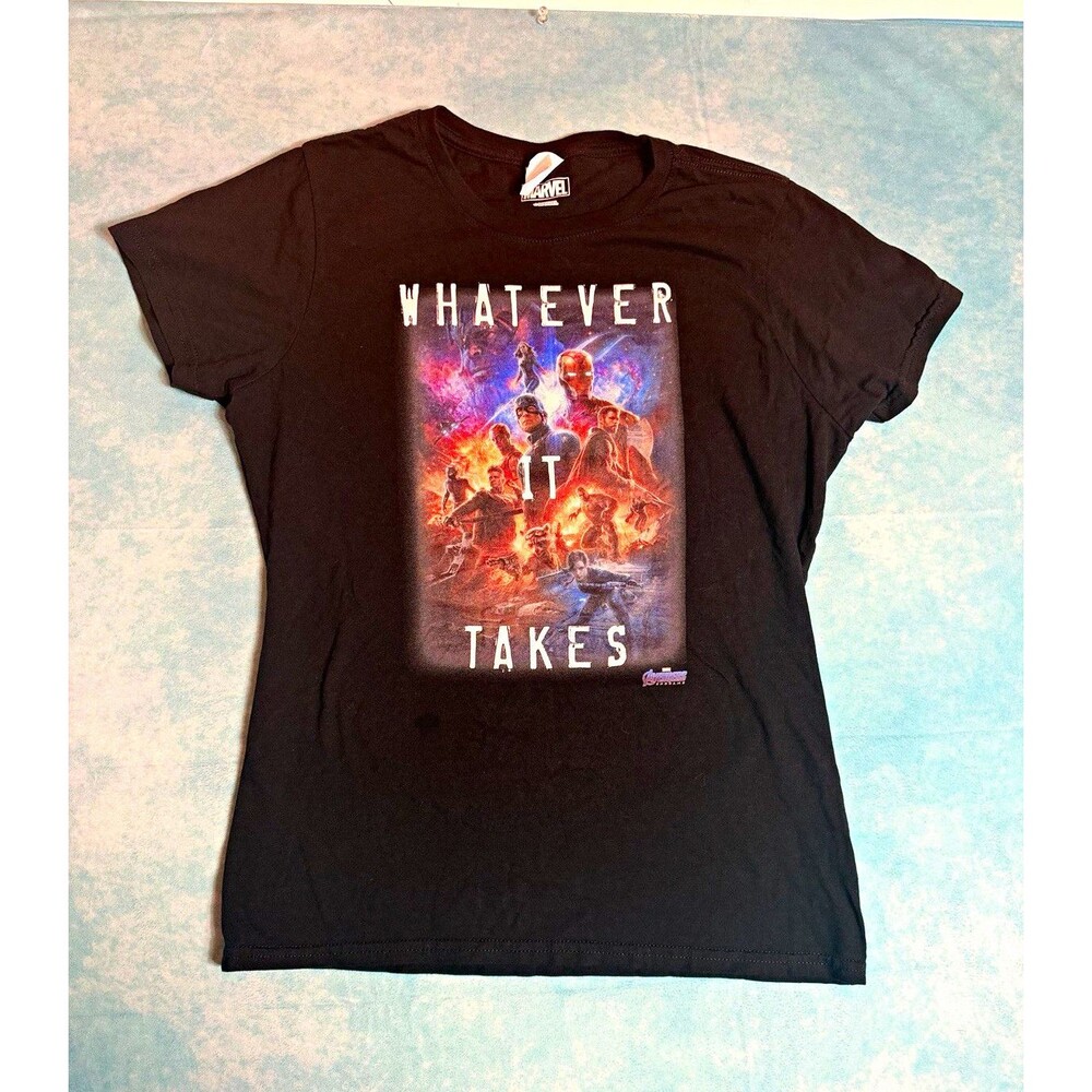 Women Marvel Deadpool Whatever It Takes Graphic BlackShortSleeve Tee Mens Size M